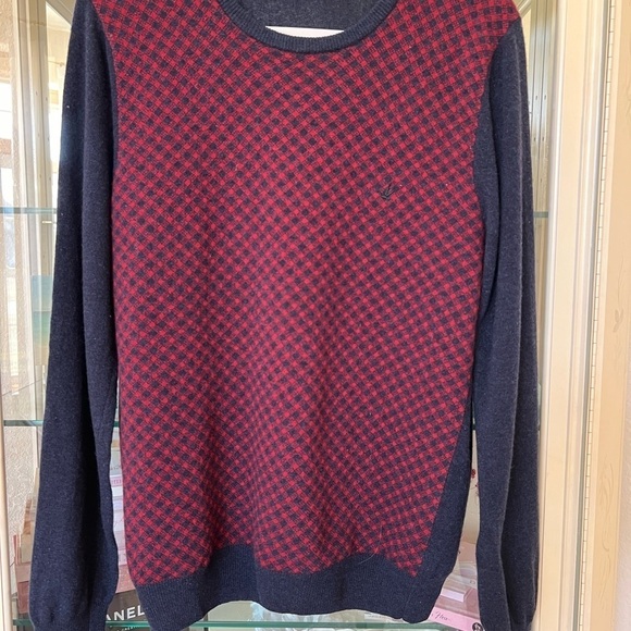 EUC Brookfield 100% Merino Wool Sweater Navy & Burgundy Size 50/M - Picture 5 of 7